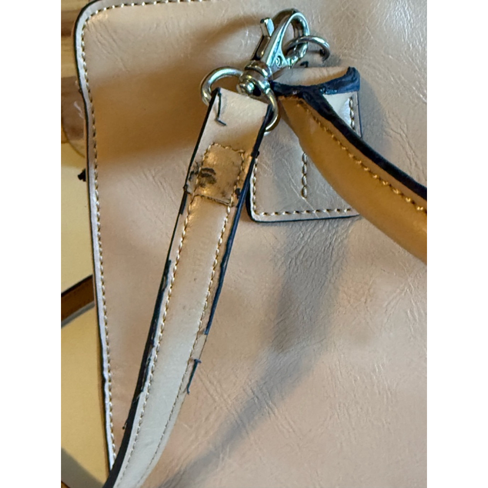 Tommy Hilfiger Double Top Handle Removable Shoulder Strap Beige Small Bag Purse - Picture 7 of 10